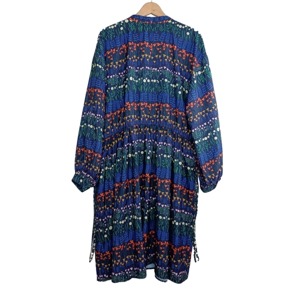 NWT Eloquii Floral Long-sleeved D-Ring Adjustable Keyhole Choker Midi Dress - Picture 2 of 16